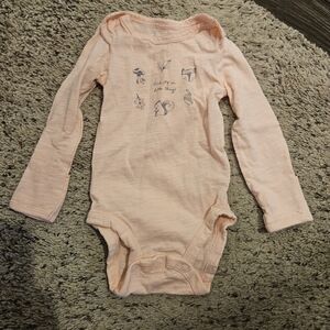 Carter's Peach Long Sleeve Onesie With Built In Mittens